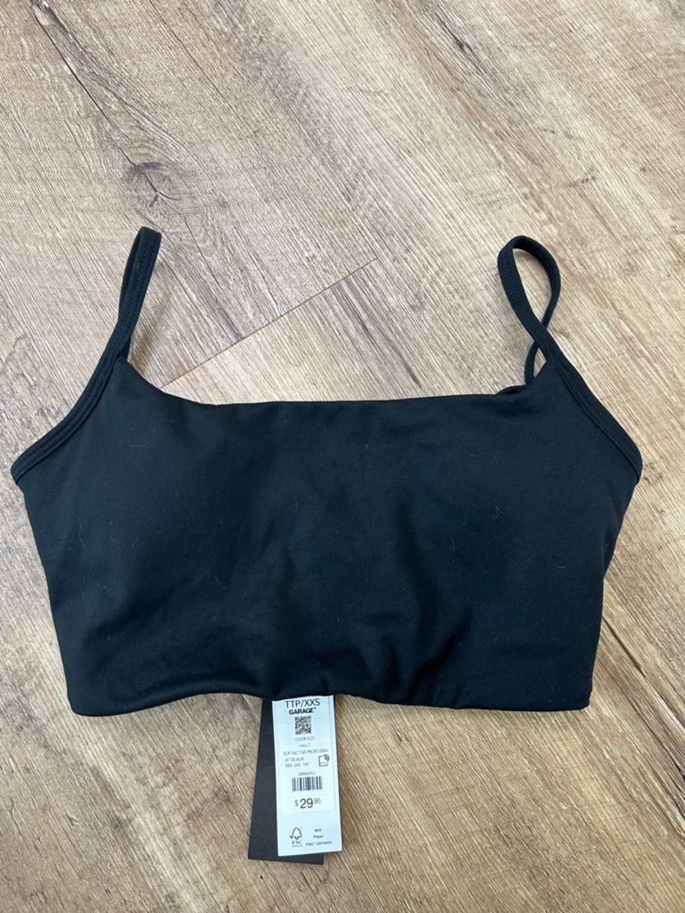 Garage Black Cropped Spaghetti-Strap Bralette